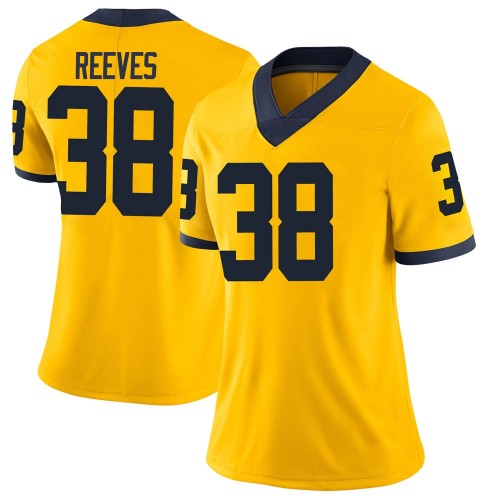 Geoffrey Reeves Michigan Wolverines Women's NCAA #38 Maize Limited Brand Jordan College Stitched Football Jersey NQC0854RO